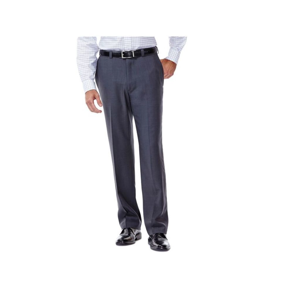 HAGGAR CLOTHING Mens Stria Gray Classic Fit Non Iron Pants 44 X 32